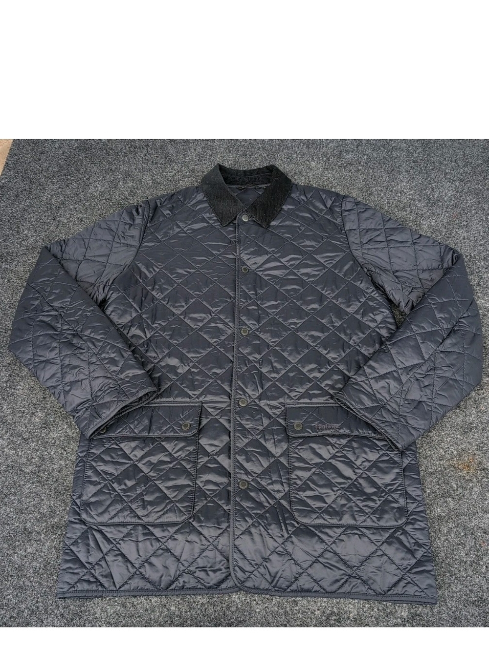 Barbour Jacket Mens Medium Blue Thurland Corduroy Collar Quilted Puffer Snap